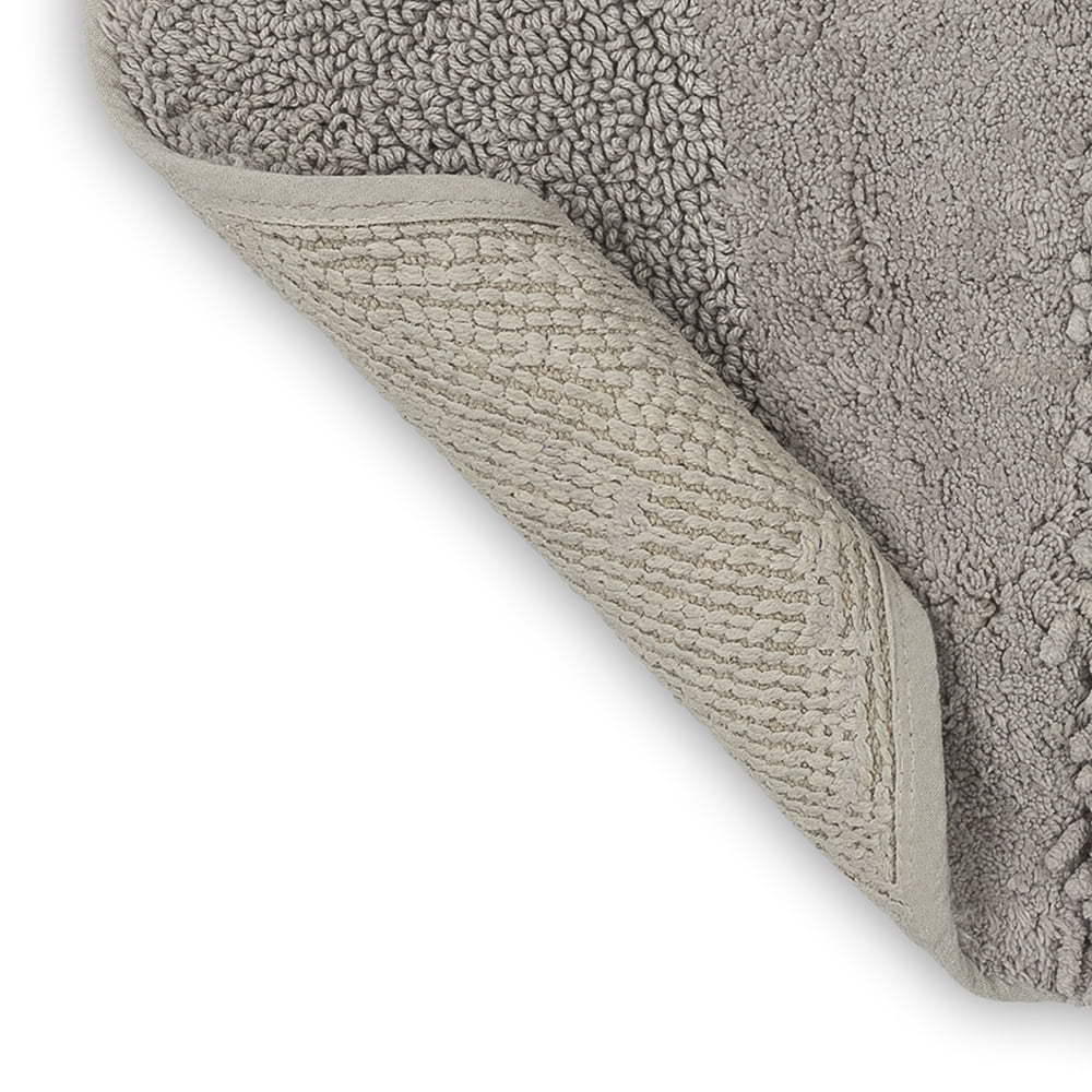 Mohawk Home Plush Cotton Fade/Stain Resistant Non-slip Machine Washable Bath Mat, Silver, 2' x 5'