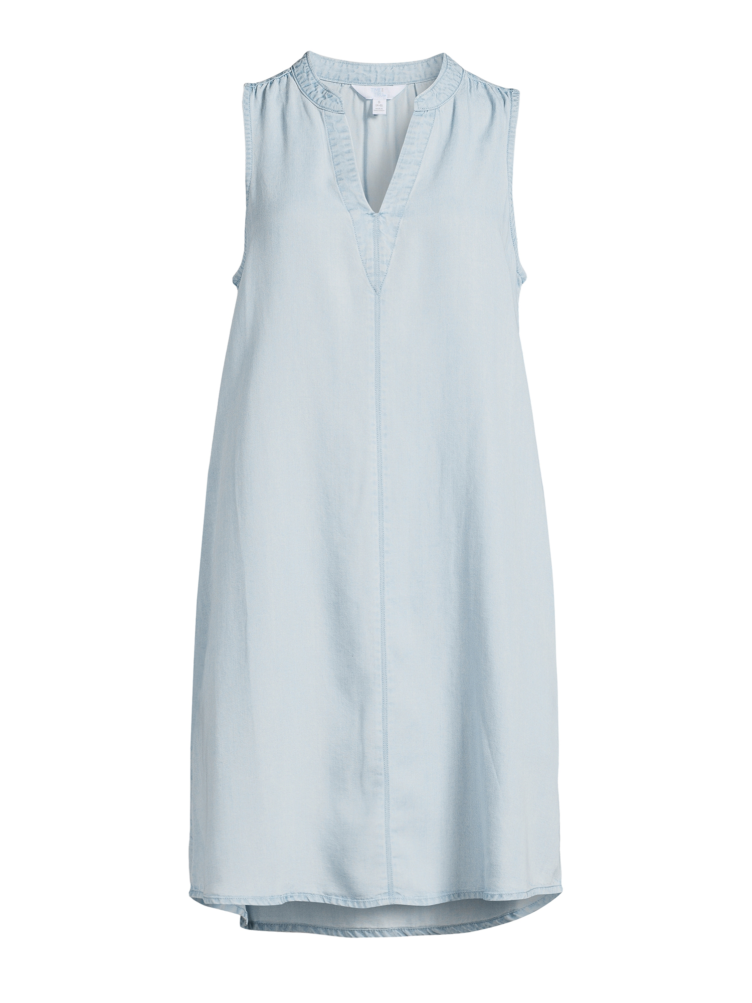 Time and Tru Women's Short Sleeve Woven Shirt Dress with Tie Front