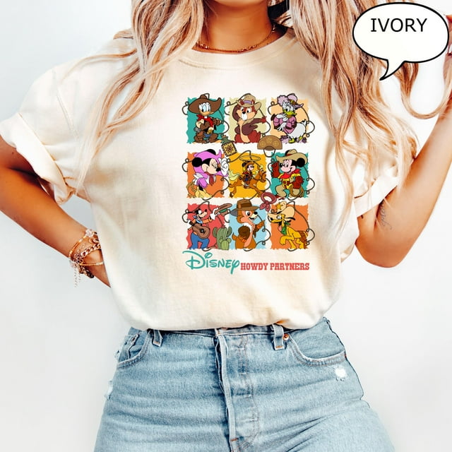 Comfort Colors® Disney Howdy Partners Shirt, Western Disney Shirt, Mickey And Friends T-Sh - Pepper - L