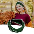 thumbnail image 3 of Unique Bargains 1 Pcs Women Knotted Headbands Fashion Wide Faux Pearl Bead Headband Hair Accessories Green, 3 of 7