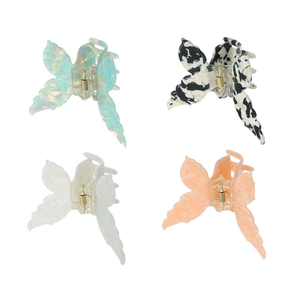 4 Pcs Butterfly Hair Claw Clip Cute Hair Barrettes for Women 2.95"x2.36"x1.57" Black White Pink Green