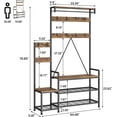 thumbnail image 6 of IDEALHOUSE Hall Tree with Bench and Shoe Storage Parent-Child Coat Rack Shoe Bench  Coat Tree Entryway Large Organizer with Shoe Rack, Storage Cubbies, Hooks, and Top Shelf, 6 of 8
