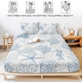 thumbnail image 5 of Queen Size Fitted Sheet Set - Blue Grey Coastal 3 Piece Bedding Sets 16" Deep Pocket Fitted Sheet with 2 Pillowcases, Sea Turtle Nautical Coral Summer Beach Brushed Microfiber Hotel Luxury Bed Sheets, 5 of 9