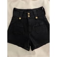 thumbnail image 3 of New Summer Women High Waist Button Wigh Leg Jeans Shorts Casual Female Loose Fit Black Chic Denim Shorts Casual Fashion-Black-M, 3 of 6