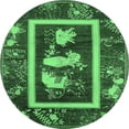 thumbnail image 1 of Ahgly Company Indoor Round Oriental Emerald Green Asian Inspired Area Rugs, 7' Round, 1 of 4