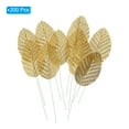 thumbnail image 3 of Uxcell 4.3" Artificial Silk Leaf Artificial Leaves Stems Bulk Fake Rose Wire Crafts Leaves Gold Tone 200 Pcs, 3 of 5