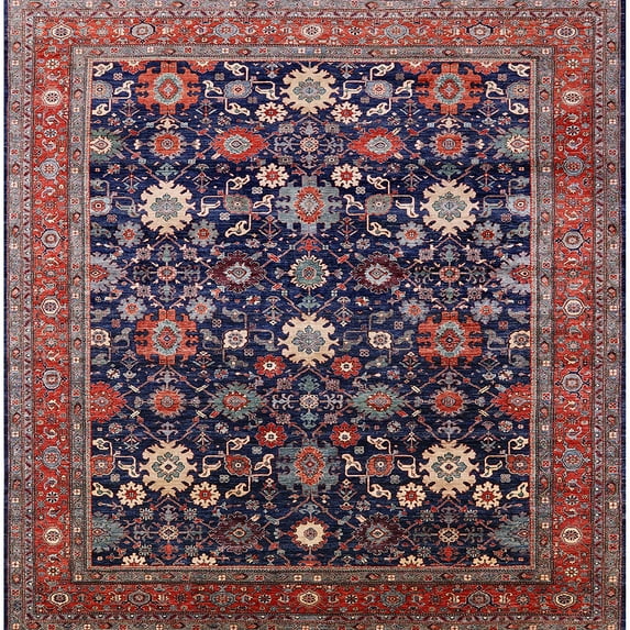 Ahgly Company Machine Washable Indoor Square Industrial Modern Plum Pie Purple Area Rugs, 8' Square