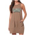 thumbnail image 1 of Vestido de Verano para Mujeres, Vestido de Cuello Redondo sin Mangas de Bolsillo de Impresión de Moda Casual Hecha de 95% Poliéster 5% Spandex para Primavera Verano, Vestido Sexy para Mujeres, 1 of 4