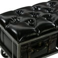 thumbnail image 6 of DecMode Faux Leather Tufted Upholstered 3 Trunk Storage Bench with Wheels, Black, 6 of 17
