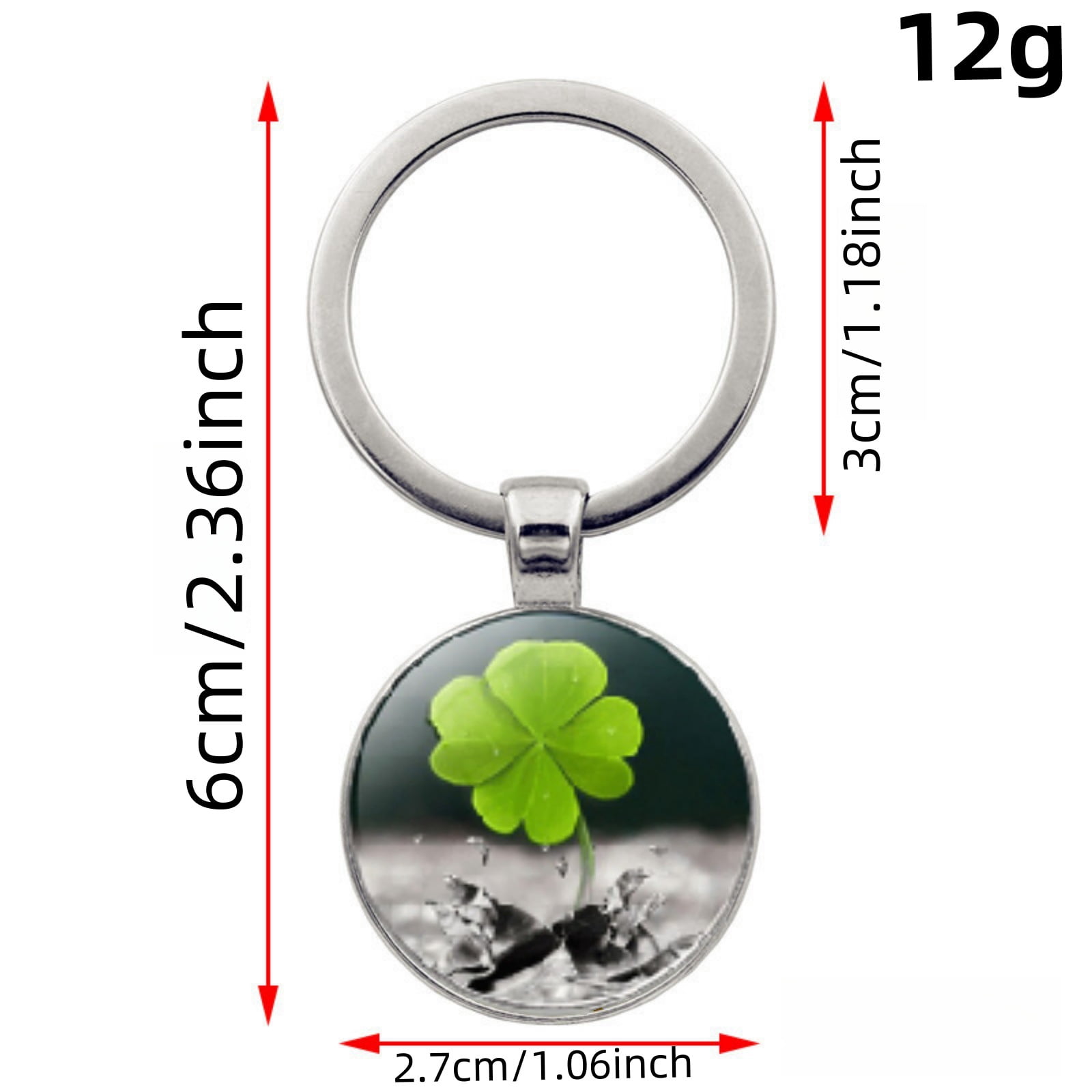 12PCS Lucky Clover Keychain Crystal Glass Pendant Accessories Graduation Gift Key Ring