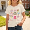 thumbnail image 2 of School Uniform for Girls Loose Fit Lightweight Cartoon Print Short Sleeve Crewneck Tee Back To School Wear Girls' T Shirt 3 Years-4 Years, 2 of 5