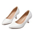 thumbnail image 2 of LuckLilac Women's Pumps 2.1inch Shoes Slip-Resistant Dress Shoes, Low Kitten Heel, Pointy Toe, White,9M, 2 of 5