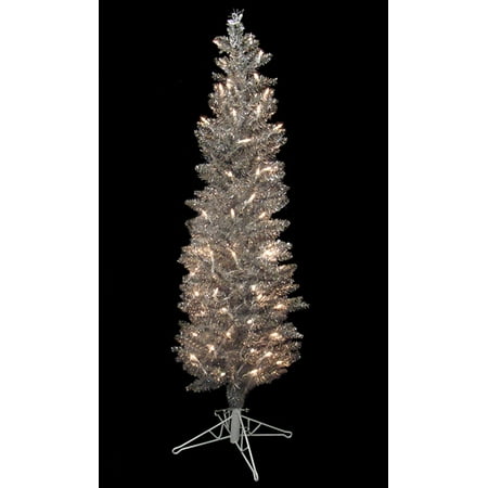 4 5 pre lit silver pewter artificial tinsel pencil 4 5 pre lit silver pewter artificial tinsel pencil