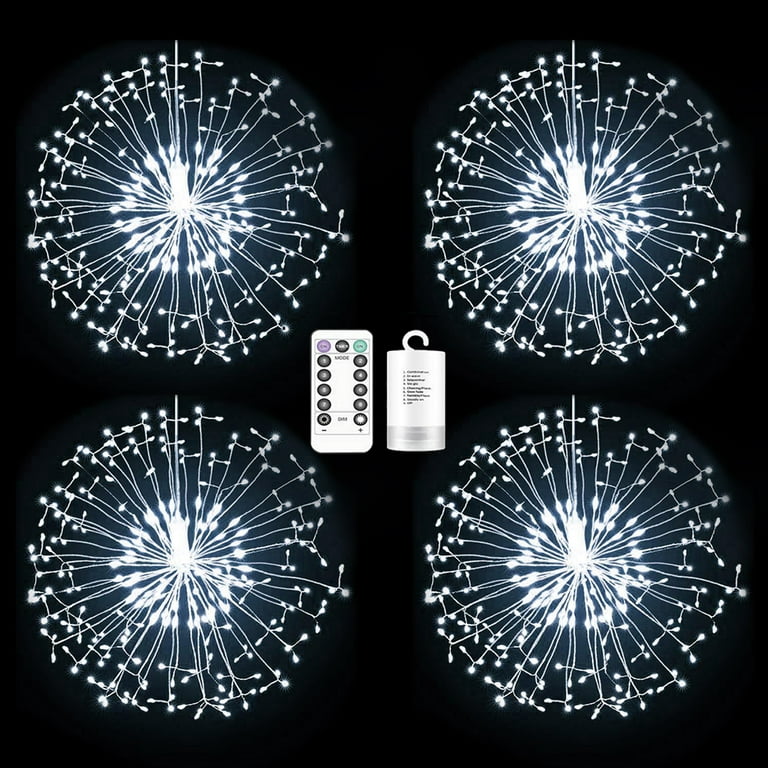 Silver Starburst Micro LED Battery Operated Hanging Decor
