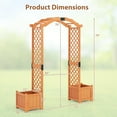 thumbnail image 3 of Gymax Wooden Garden Arbor w/ 2 Planter Boxes Drainage 6 FT Solid Wood Arbour Trellis Yellow, 3 of 10