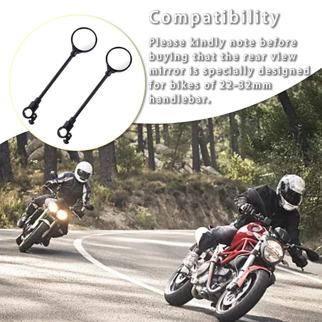 Pack de 2 Accessoires de Barre de Poignée de Vélo de Montagne Léger Large Rétroviseur Amovible 360 Degrés Scooter Réglable en Rotation Vue Arrière