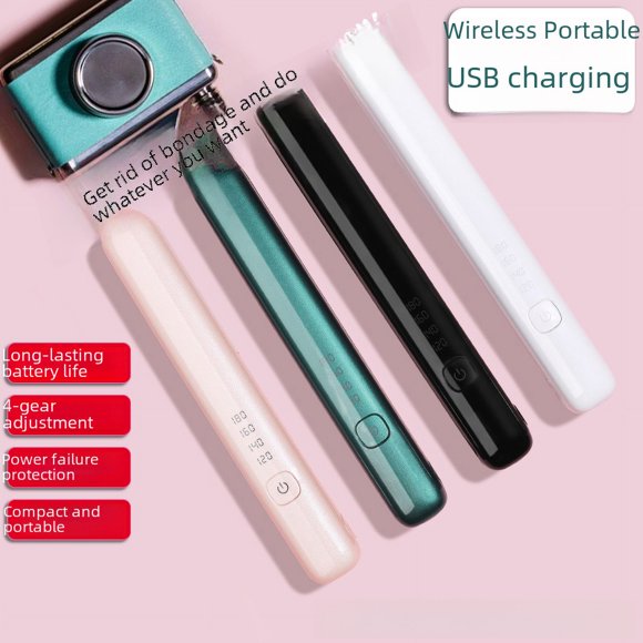 Rizador de pelo inalámbrico con carga USB, rizador de pelo liso, férula de doble propósito, pequeña potencia, esmalte de cerámica, clip recto