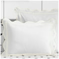 thumbnail image 3 of Eiderdown Decor400TC Cotton Scallop Embroidery & Border Sateen Solid Duvet Cover set Oversized King 120" × 98" 1 Duvet cover and 20"×36" 2 Pillow sham , Ivory Scallop and Border, 3 of 5