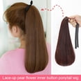 thumbnail image 2 of Perruque Queue de Cheval Cheveux Raides Mi-Longue Perruque Duveteuse Pièce pour Femmes Élégante Brun Foncé, 2 of 9