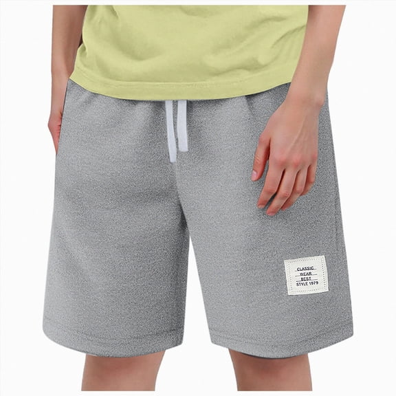 KPOPLK Toddler Baby Boy Shorts Cotton Graphic Print Summer Clothes for Kids 12M-8T Size 6-7 Years,Grey