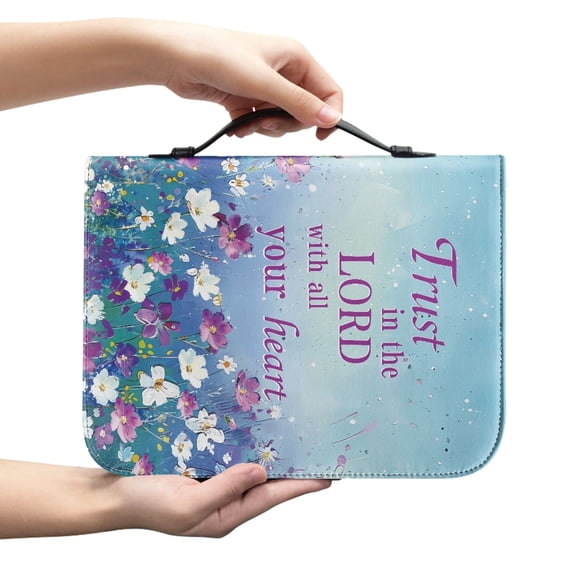 FUIALDOLG Bible Cover Bible Covers for Women Men Portable Bible Carrying Case With Zipper And Pockets Personalize Bible Tote Bags Teal Floral Verse