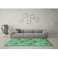 thumbnail image 3 of Ahgly Company Machine Washable Indoor Square Oriental Turquoise Blue Modern Area Rugs, 6' Square, 3 of 4