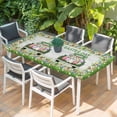thumbnail image 2 of Spring Easter Table Cloths for 4 Foot Rectangle Tables, Easter Eggs Bunny Truck Botanical Wooden Patio Waterproof Elastic Fitted Tablecloths, Washable Rectangular Table Cover for Camping, 2 of 8