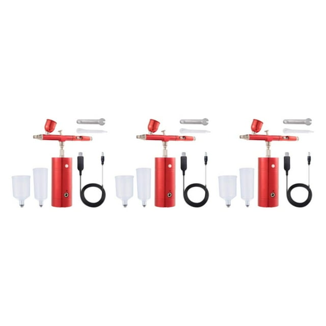 QualitChoice Kit Compact de Compresseur d'Air Aérographe Ensemble Polyvalent Peinture par Pulvérisation Ongles Rechargeables Rouge 1.49x5.1x5.7 Pouces 3Ensemble