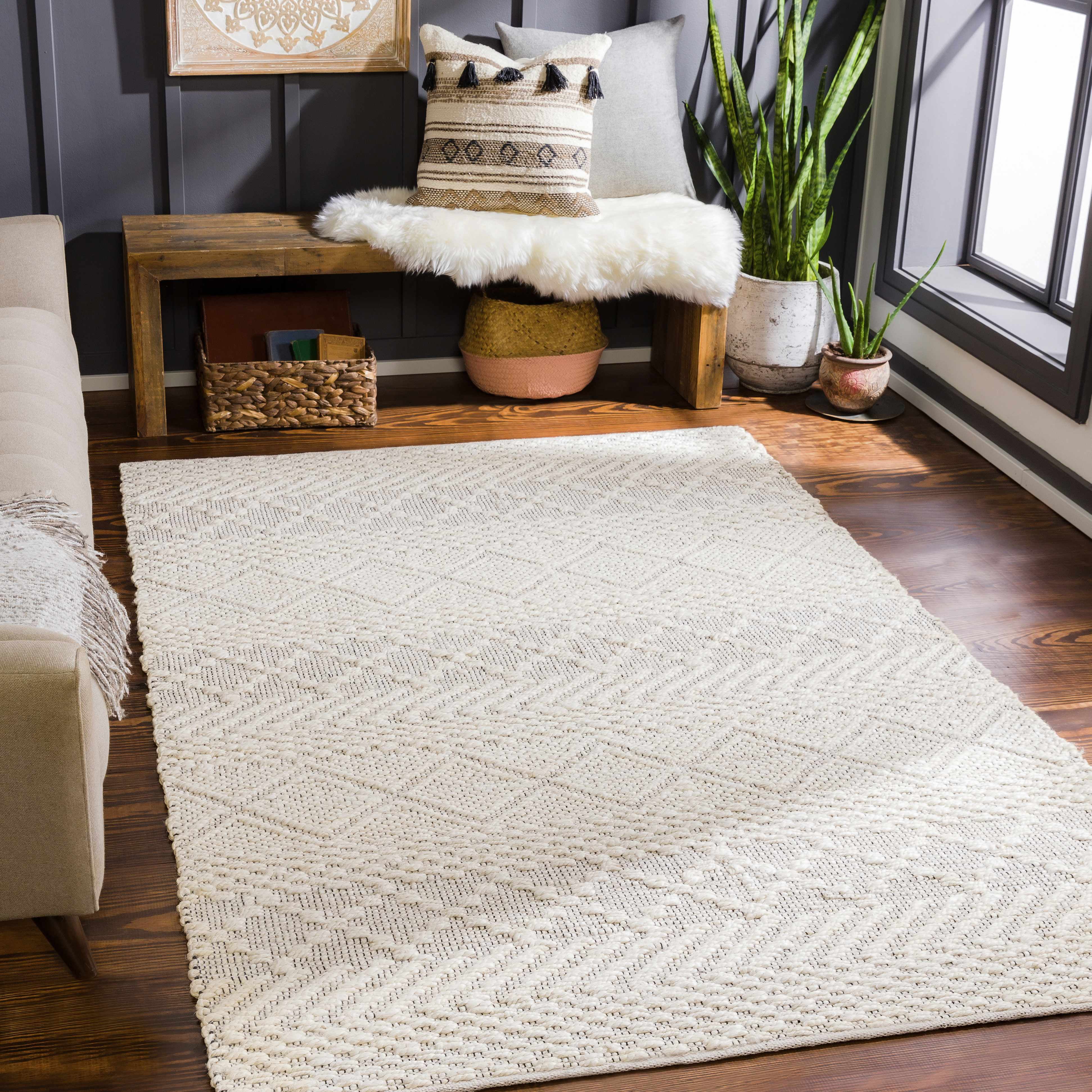 Hauteloom Sungurlu Jute Hallway, Kitchen Runner Rug - Bohemian, Transitional - Cream, Black, Peach - 2'6" x 8'