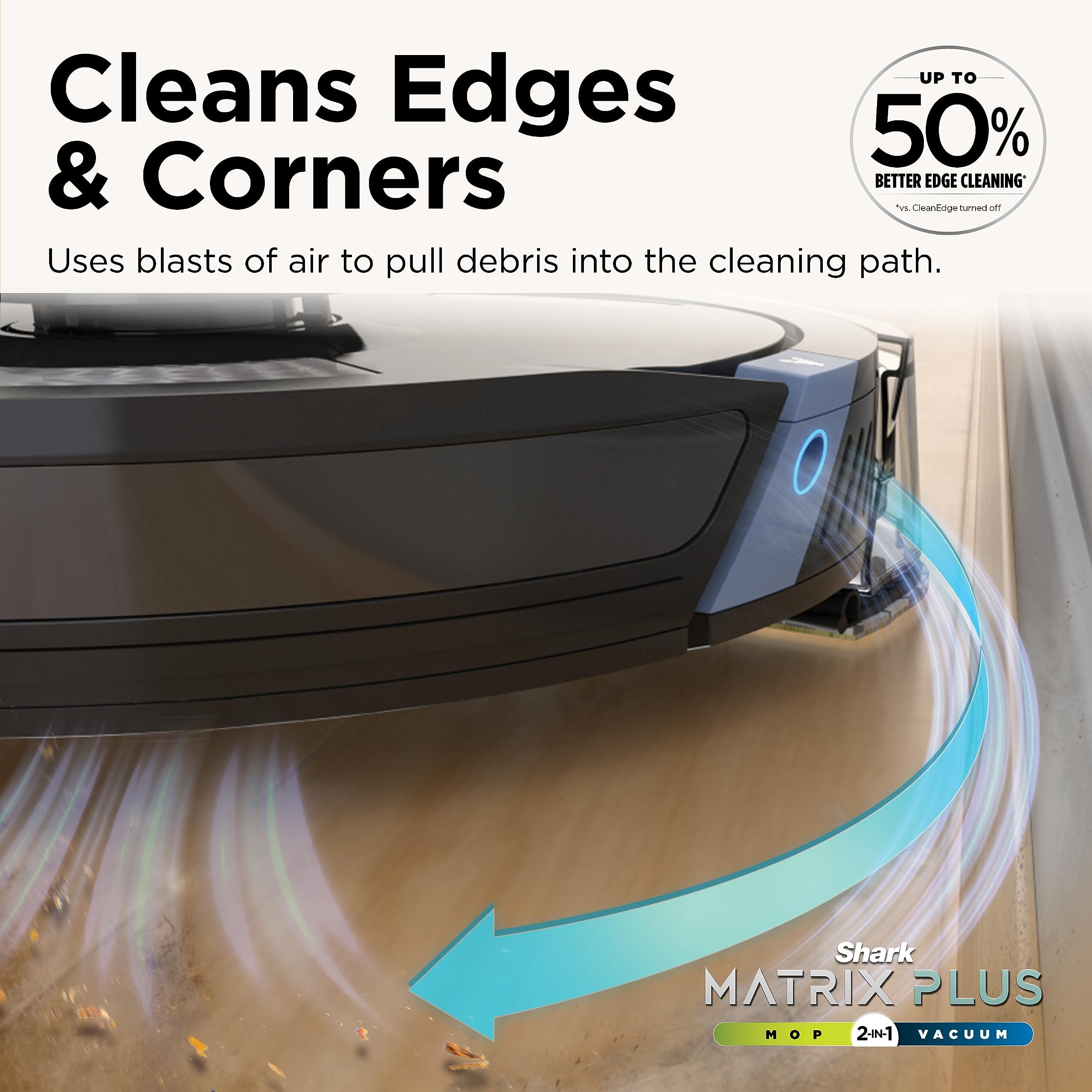 Shark Matrix Plus 2in1 Robot Vacuum & Mop with Sonic Mopping, Matrix Clean, Home Mapping, HEPA Bagless Self Empty Base, CleanEdge, for Pet Hair, WiFi, Black/Mocha, AV2630WA Wet and Dry Self-Empty
