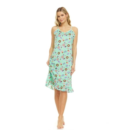 

5018 Womens Sleeveless nightgown Pajamas Woman Sleeveless Sleep Nightshirt Green 3 M