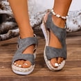 thumbnail image 2 of Espadrilles for Women Peep Toe Wedge Sandals Lightweight Cutout Soft Leather Slingback Wedges Heels Gray Size 6, 2 of 7