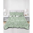 thumbnail image 2 of Full Size Quilt Bedding Set, Botanical Rose Reversible Summer Quilt 3 Pieces, Vintage Sage Green Floral Leaf Summer Farmhouse Lightweight Bedspreads Coverlets with 2 Pillow Shams for All Seasons, 2 of 5