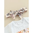 thumbnail image 5 of Bagilaanoe 3pcs Newborn Baby Boy Girl Short Pants Set Short Sleeve Pumpkin/Letter Print Romper Tops + Shorts + Headband 3M 6M 12M 18M Infant Casual Outfits, 5 of 8