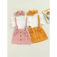 thumbnail image 4 of Douhoow Toddlers Girls Flying Sleeve Round Neck T-Shirt + Suspender Strap Skirt 2 Piece Outfits, 4 of 9