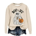 thumbnail image 2 of Boo Jee Halloween Sweatshirts for Women 2025 Long Sleeve Crewneck Cute Ghost Graphic Sweatshirt Pullover Tops, 2 of 7