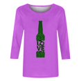 thumbnail image 5 of Pompotops T-Shirt d'Été Décontracté pour Femmes Imprimé Bière Col Rond Manches 3/4 Ample en Solde, 5 of 5