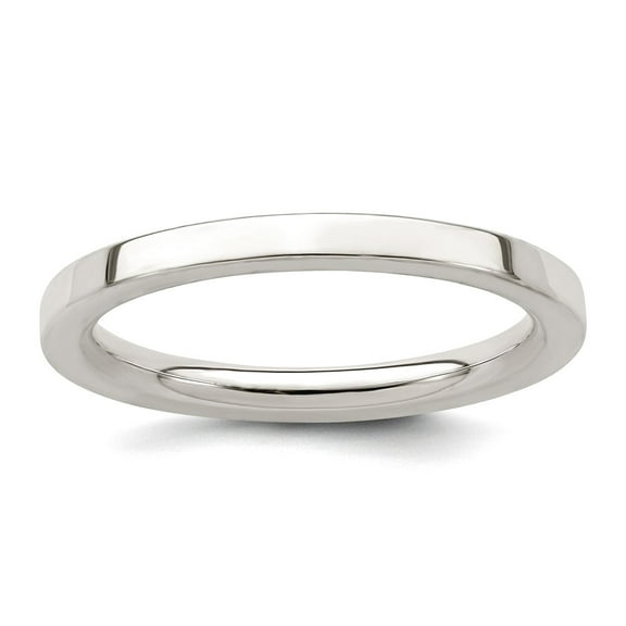 925 Sterling Silver Polished Flat Band 2mm Comfort-Fit Flat Size 13 Band Ring Ring for Women and Men