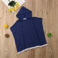 thumbnail image 4 of Cape de Bikini pour Bébés Filles, Cache-Maillot Uni à Capuche Sans Manches avec Franges, Rose, 2-3 Ans, 4 of 7