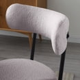 thumbnail image 4 of Dining Room Chairs Set of 2, Boucle Fabric Upholstered Side Chair with Curved Backrest and Adjustable Metal Legs, 330LBS Load Modern Round Metal Frame Accent Chair for Living Room Bedroom, Light Gray, 4 of 7