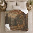 thumbnail image 5 of Sepia Brown Autumn Forest Scene With A, Rustic Woodland Art Style for Wildlife And Cabin Decor Fans, Thanksgiving Gift with Cozy Flannel Blanket, Home Decor for Living Room And Bedroom And Cabin, 5 of 9