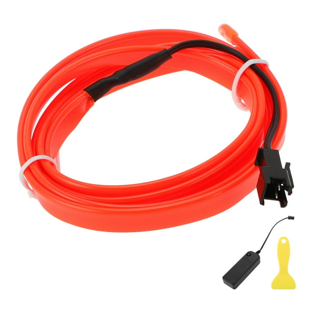 Cuerda de luz LED EL de 1m Unique Bargains, tira de luz de neón flexible para iluminación interior de coches, caja de batería (3V) roja