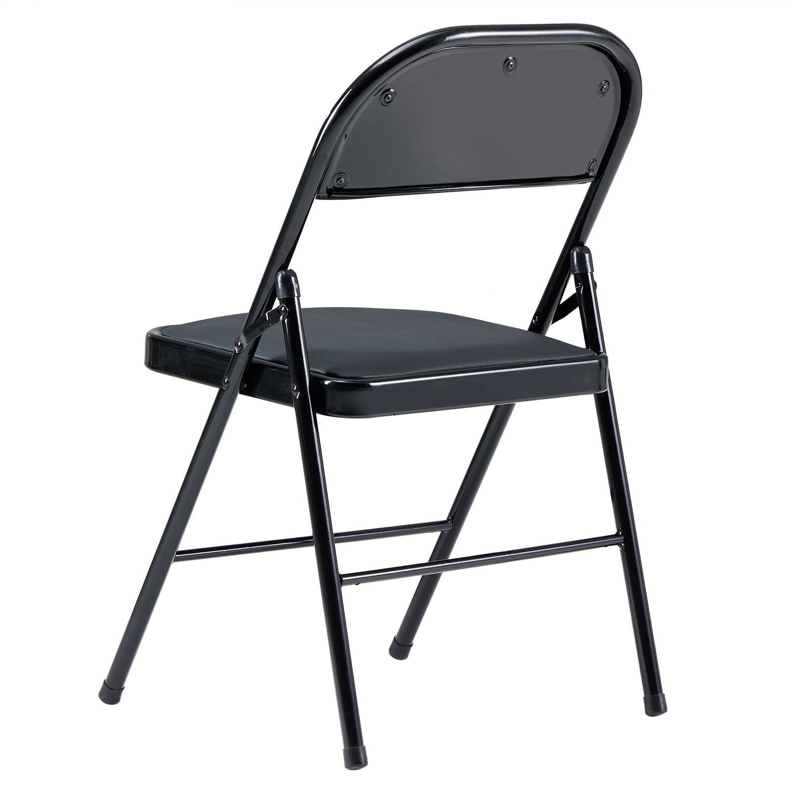 4Pcs Elegant Foldable Iron & PVC Chairs for Convention & Exhibition Black