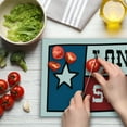 thumbnail image 3 of Texas Star Cutting Board, Lone Star Flag United States of America Themed Patriotic Design, Decorative Tempered Glass Cutting and Serving Board, Large Size, Cobalt Blue Ruby White, by Ambesonne, 3 of 5