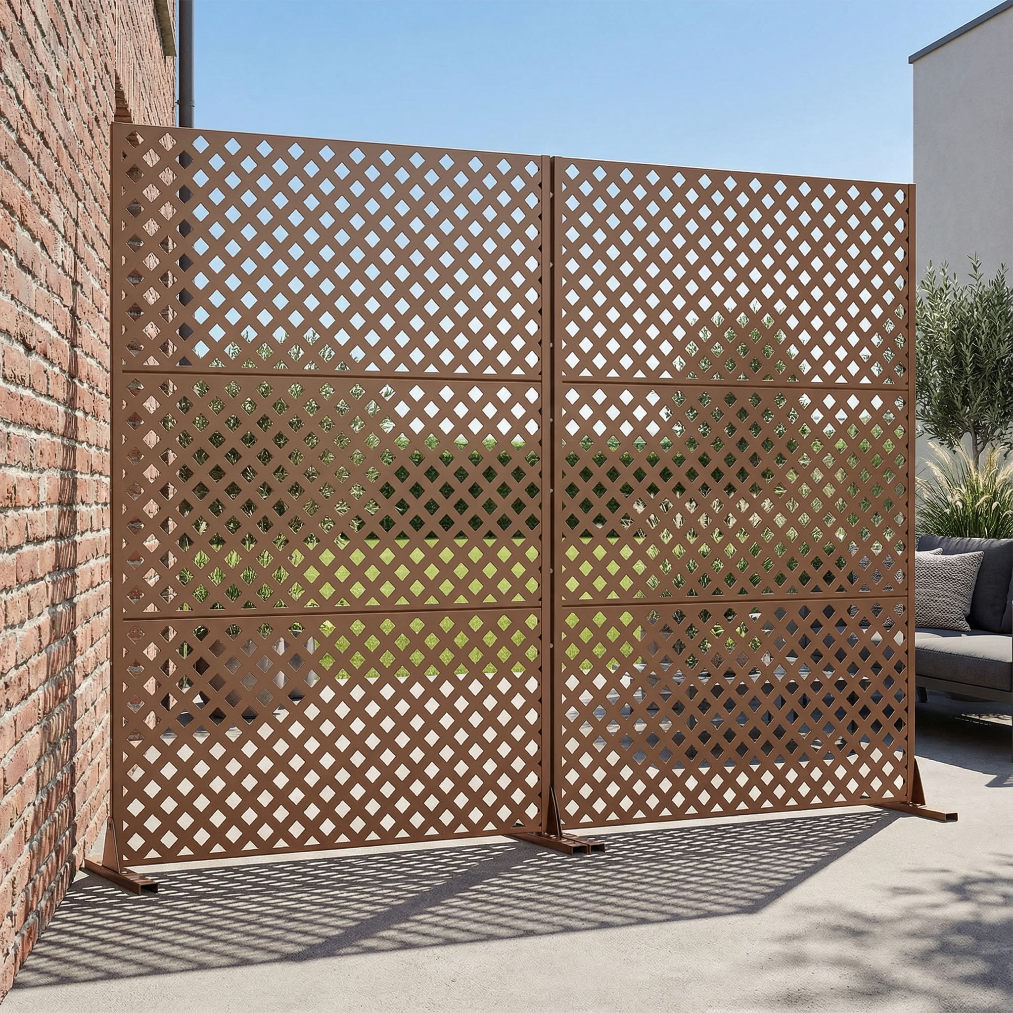 MAYEERTY 3 Panels Outdoor Privacy Screen, Metal Decorative Privacy Fence, 2 pcs Privacy Panel for Patio, Balcony, Backyard, Garden