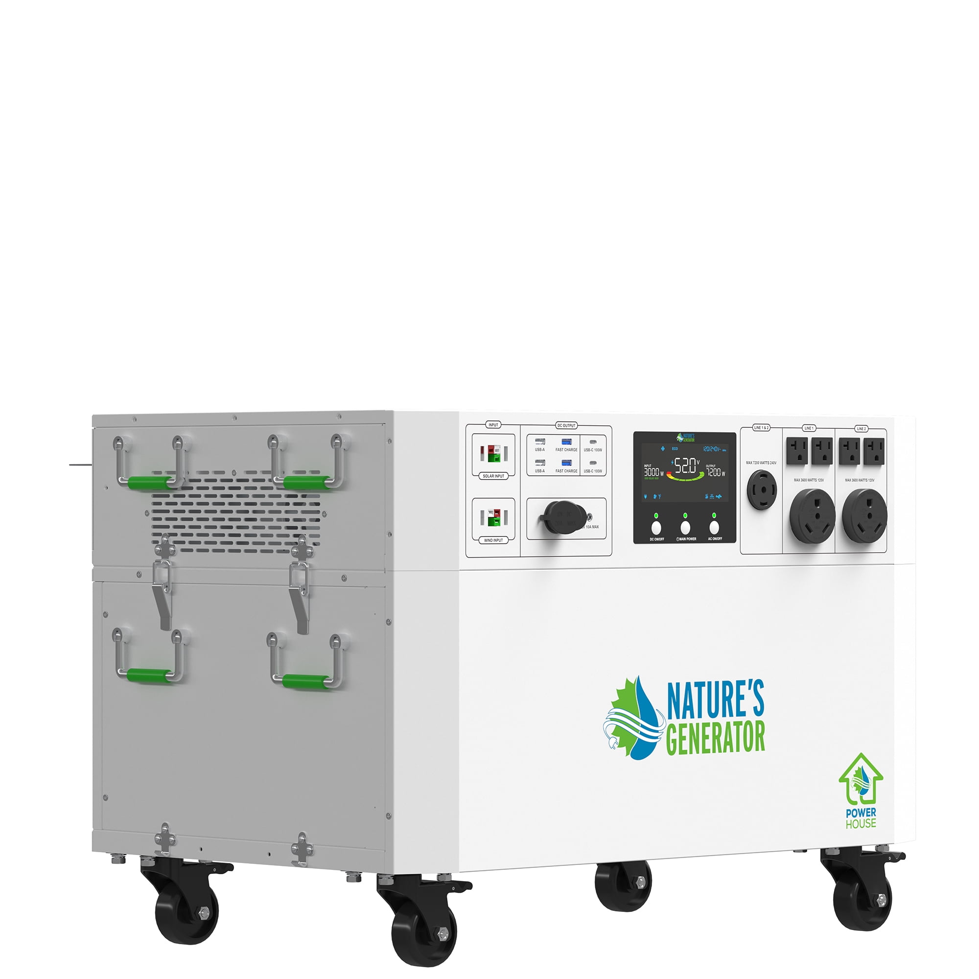 Nature’s Generator 4800Wh 7200W Powerhouse with 4pcs 410W Solar Panels &Wind Turbine