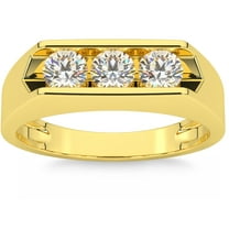 Pompeii 3/4 Ct Diamond Three Stone Mens Wedding 3 Round Jewelry Ring 10k Yellow Gold