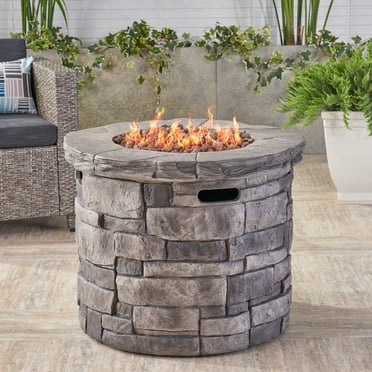 Edmond Outdoor Circular Fire Pit - 40,000 BTU, Grey