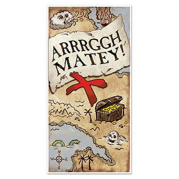 Party Central Club Pack of 12 Brown Pirate 'Arrrggh Matey' Treasure Map Door Covers 5'
