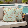 thumbnail image 5 of Easter Pillow Covers 2 Pack Spring Colorful Carrots Eggs Flowers Green Background Pillowcase Waterproof Outdoor Throw Pillow Cover for Patio Garden Square Cushion 24”x24”, 5 of 9
